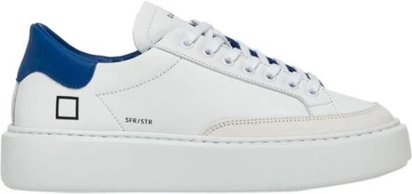 D.a.t.e. Witte-Blauwe Leren Sneakers voor Vrouwen White Dames