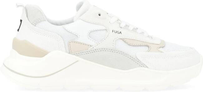 D.a.t.e. Witte en beige canvas sneaker model Fuga White Dames