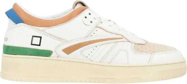 D.a.t.e. Witte en beige leren sneaker Torneo Multicolor Heren