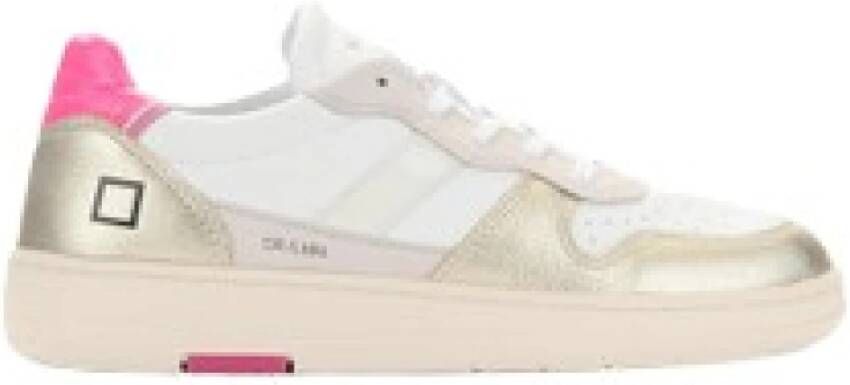 D.a.t.e. Witte en platina leren sneaker Court 2.0 Multicolor Dames