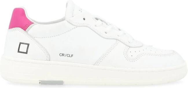 D.a.t.e. Witte en Roze Leren Court Sneaker White Dames