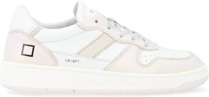 D.a.t.e. Witte en roze leren sneaker Court 2.0 White Dames