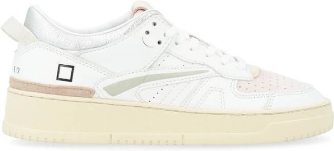 D.a.t.e. Witte en roze leren sneaker White Dames