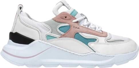 D.a.t.e. Witte Hardloopsneaker met Roze Suède Fuga 2.0 White Dames