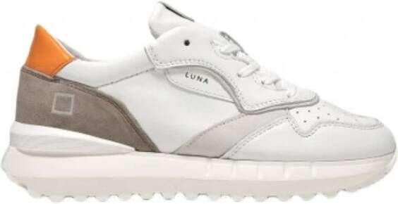 D.a.t.e. Witte hardloopsneaker met taupe accenten White Dames