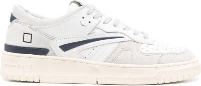 D.a.t.e. Witte Leren Platte Schoenen Geperforeerde Neus White Heren