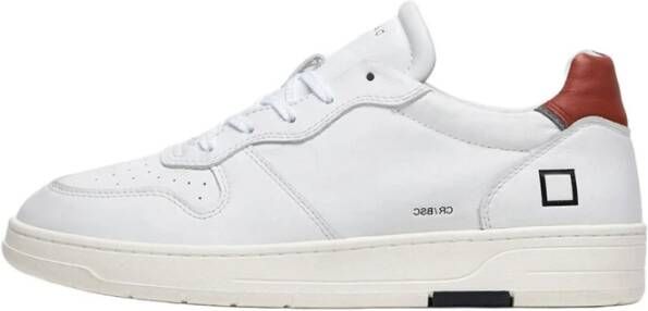 D.a.t.e. Witte Leren Sneakers met Bruine Hielen White Heren