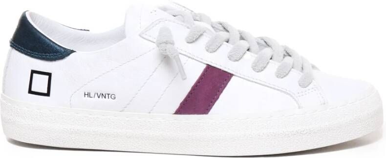 D.a.t.e. Witte leren sneakers met gebarsten details White Dames