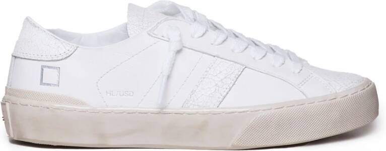 D.a.t.e. Witte Leren Sneakers met Gebarsten Hiel White Dames