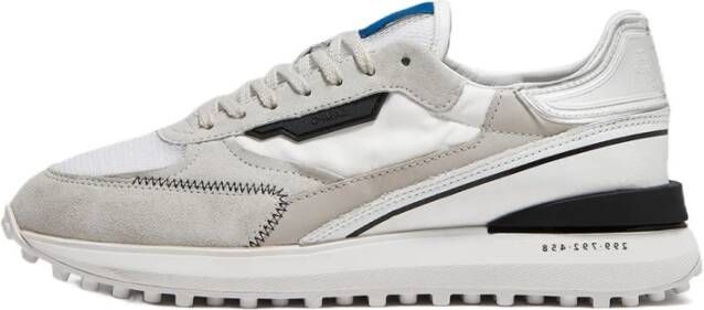 D.a.t.e. Witte Leren Sneakers met Gele Accenten White Heren