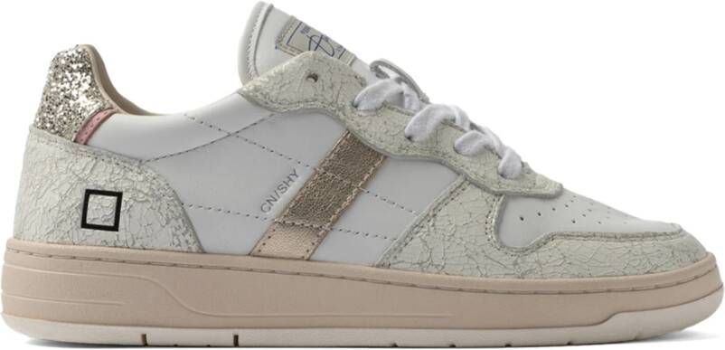 D.a.t.e. Witte Leren Sneakers met Glitterdetails White Dames