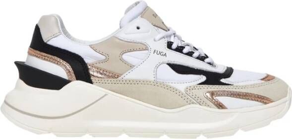 D.a.t.e. Witte Leren Sneakers met Gouden Details Multicolor Dames