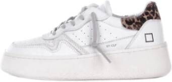 D.a.t.e. Witte leren sneakers met zijlogo White Heren