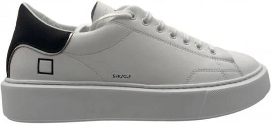 D.a.t.e. Witte leren sneakers met zwarte details White Dames