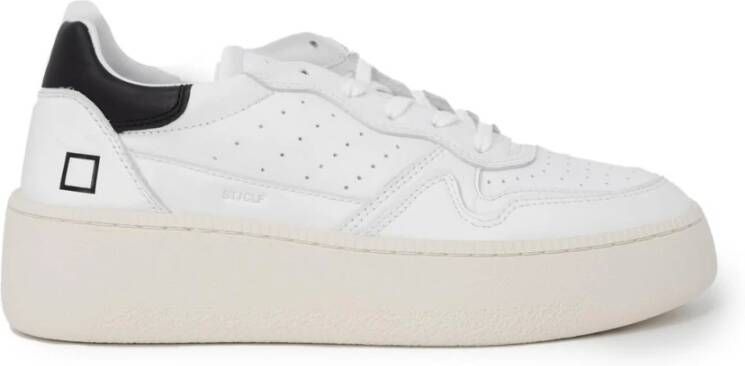 D.a.t.e. Witte Leren Sneakers Rubberen Zool Veters White Dames