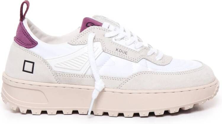 D.a.t.e. Witte Paarse Dames Leren Sneakers White Dames