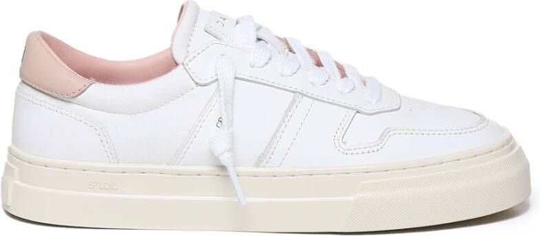 D.a.t.e. Witte Roze Leren Sneakers Italië Gemaakt White Dames