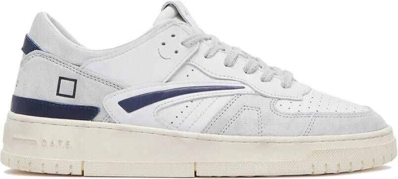 D.a.t.e. Witte Sneakers met Grijze en Blauwe Details White Heren