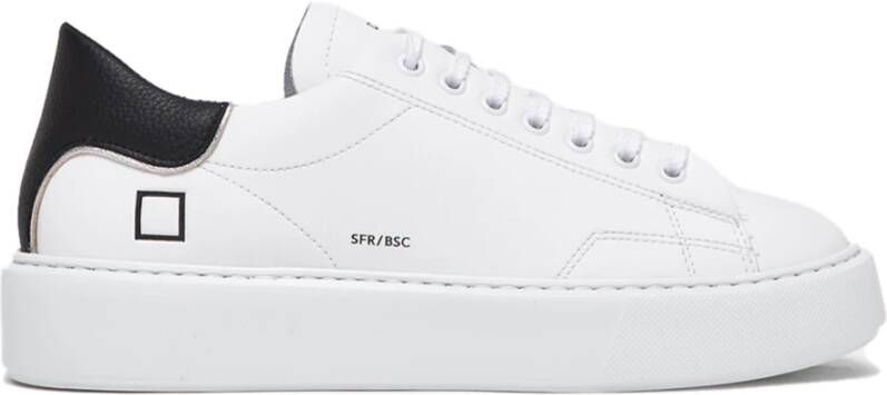 D.a.t.e. Witte Leren Sneakers met Zwarte Hieleninzet White Dames