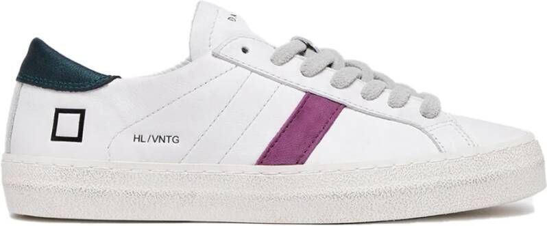 D.a.t.e. Witte leren sneakers met gebarsten details White Dames