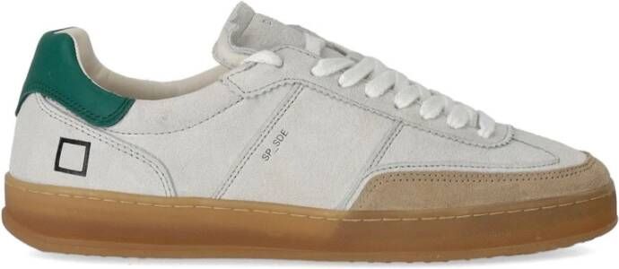 D.a.t.e. Witte Sportieve Sneaker met Groene Details White Heren