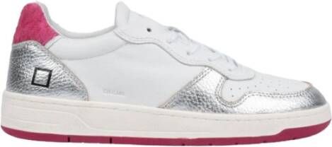 D.a.t.e. Zilveren en Witte Court Sneakers White Dames