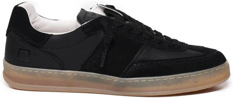 D.a.t.e. Zwarte Kalfsleren Sportieve Sneakers Black Heren