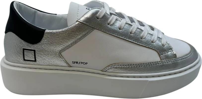 D.a.t.e. Zwarte leren sneaker met verhoogde binnenzool Gray Dames