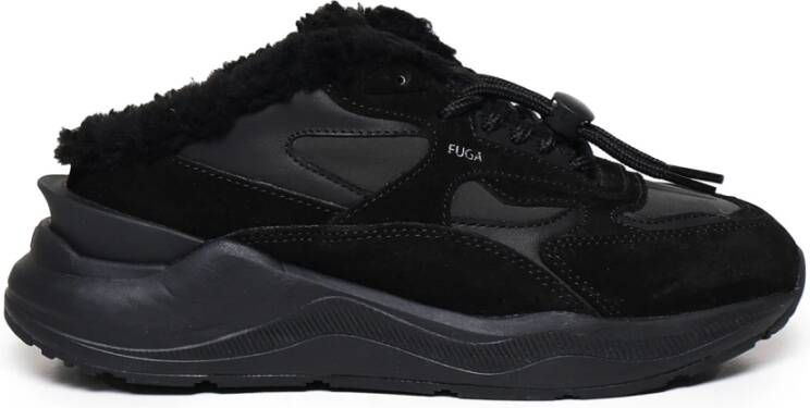 D.a.t.e. Zwarte Mesh Suède Sneakers Rubberen Zool Black Dames