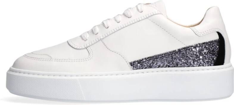 Deabused Witte Glitter Lage Top Sneakers White Dames