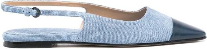 Dear Frances Blauwe Slingback Puntige Neus Leren Schoenen Blue Dames