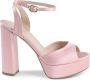 Dee Ocleppo Afslankende Satijnen Plateau Sandalen Pink Dames - Thumbnail 1