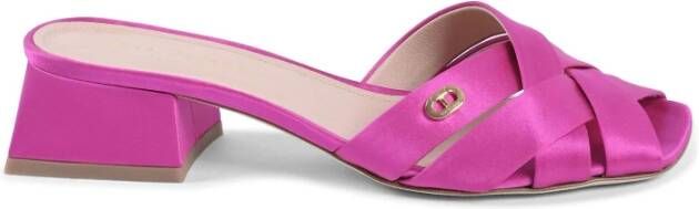 Dee Ocleppo Elegante Satijnen Blokhak Sandalen Pink Dames