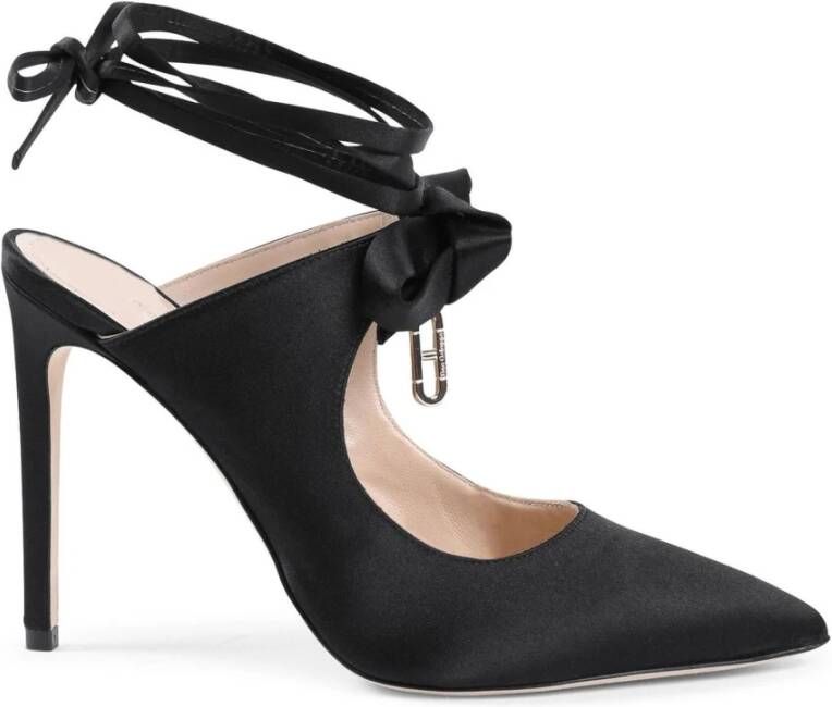 Dee Ocleppo Elegante Satijnen Muiltjes Hakken Black Dames