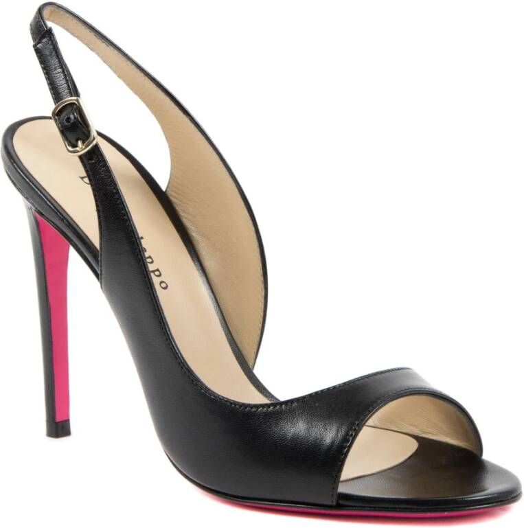 Dee Ocleppo Gebogen Paneel Leren Sandalen Black Dames