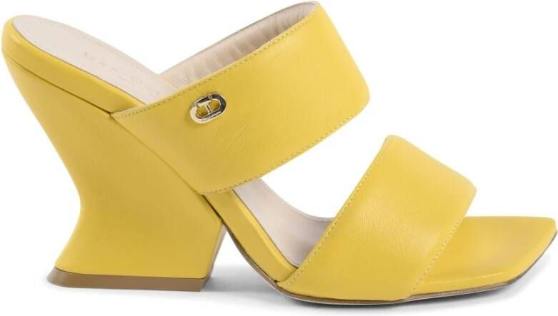 Dee Ocleppo Gele Nappa Leren Gebogen Wig Sandalen Yellow Dames