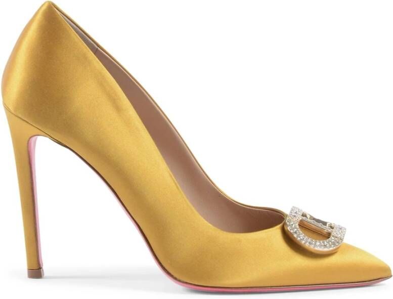 Dee Ocleppo Gele Satijnen Kristal Logo Pumps Yellow Dames