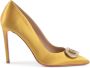 Dee Ocleppo Gele Satijnen Kristal Logo Pumps Yellow Dames - Thumbnail 1