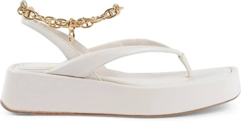 Dee Ocleppo Gouden Ketting Sleehak Sandalen Beige Dames