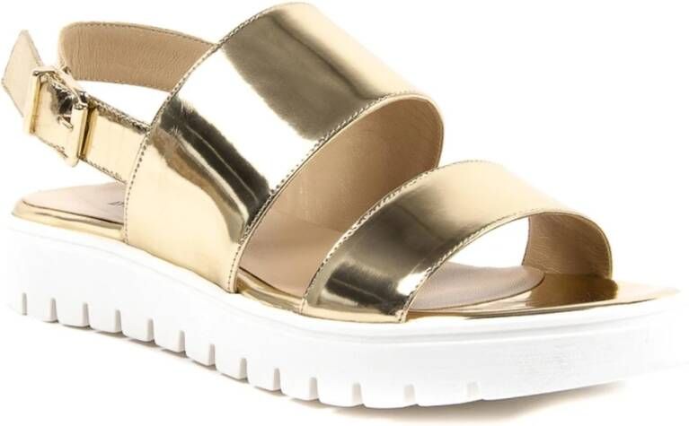 Dee Ocleppo Gouden Metallic Leren Sandalen met Hak Yellow Dames