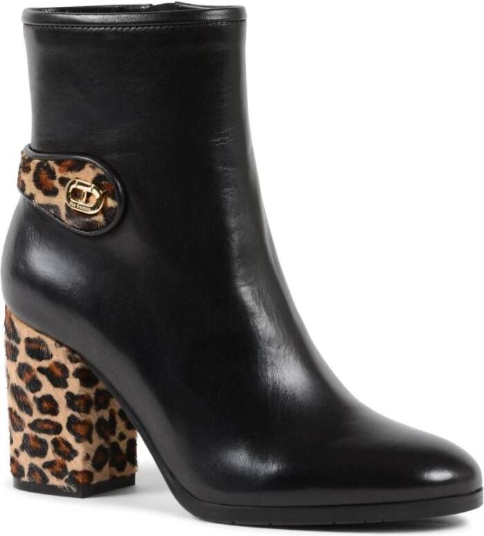 Dee Ocleppo Leopard Detail Enkellaars met Hak Black Dames