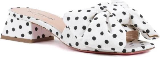 Dee Ocleppo Polka Dot Bow Mule Sandalen White Dames