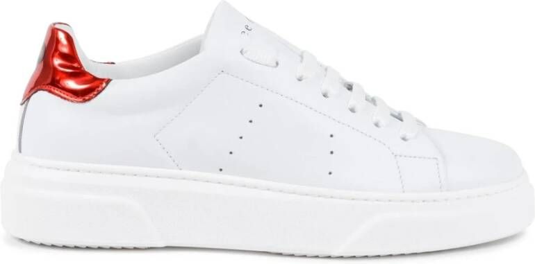 Dee Ocleppo Rode Detail Leren Sneaker White Dames