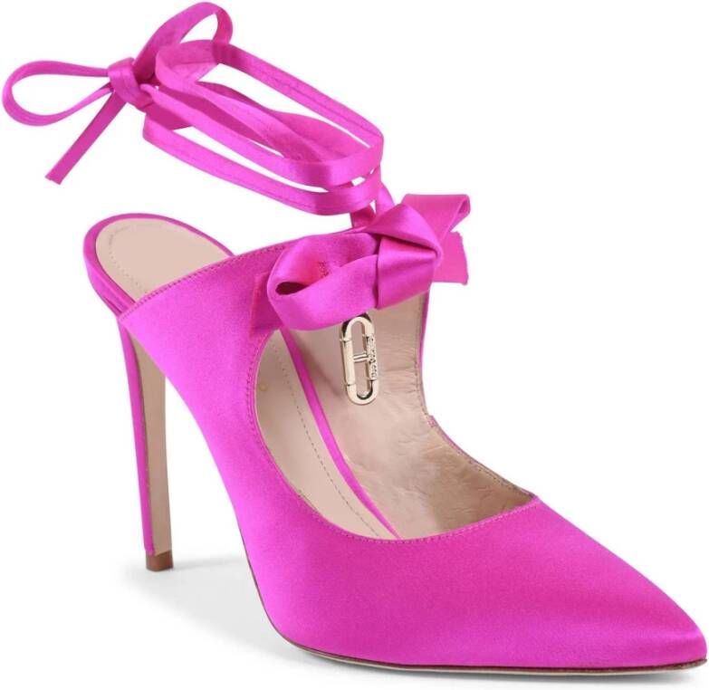 Dee Ocleppo Satin Bow Mule met Stiletto Hak Pink Dames