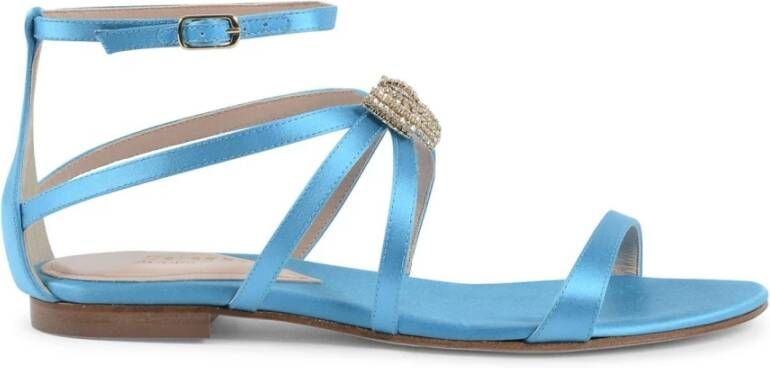 Dee Ocleppo Satin Strik Enkelband Sandaal Blue Dames