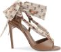 Dee Ocleppo Silk Printed Stiletto Heel Beige Dames - Thumbnail 1