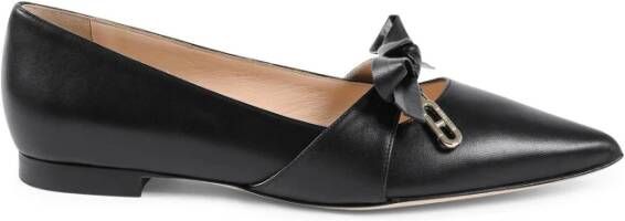 Dee Ocleppo Stijlvolle Leren Boog Ballerina Flats Black Dames