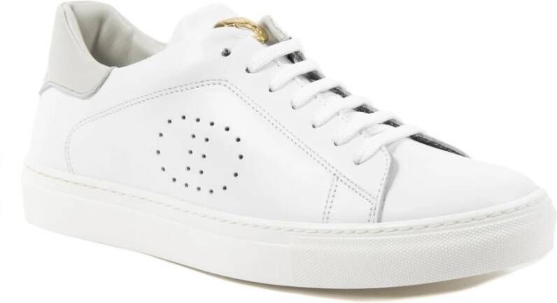 Dee Ocleppo Stijlvolle Leren Sneaker met Beige Detail White Dames