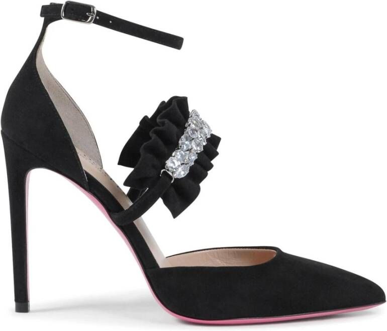 Dee Ocleppo Suede Satin Pump met leren zool Black Dames