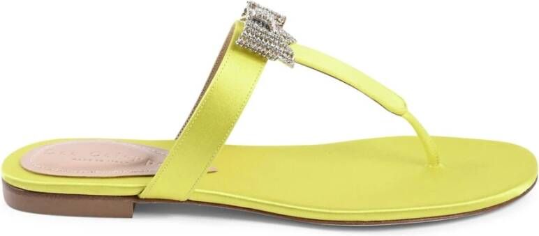 Dee Ocleppo Swarovski Strik Satijnen Sandalen Yellow Dames